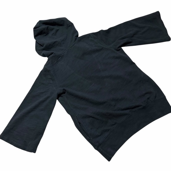 Lucky Brand Black Embroidered Eagle Hoodie Size Small Deep V Pullover Active - Picture 7 of 12